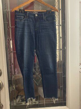 Paige Jeans Womens Sz 28 30X25 Skyline Skinny Crop Frayed / Raw Hem Denim Jeans